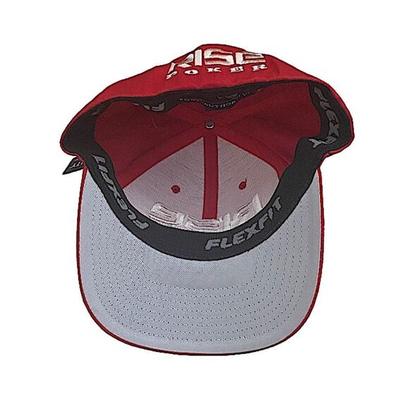 Rise Poker L/XL Red Baseball Hat Cap Sportswear Flexfit - Picture 6 of 6